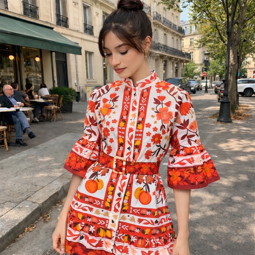 Farm Rio Romantic Orchard Belted Dress